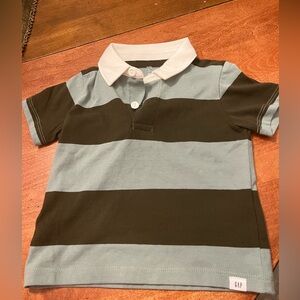 GAP Kids Striped Polo Shirt - green